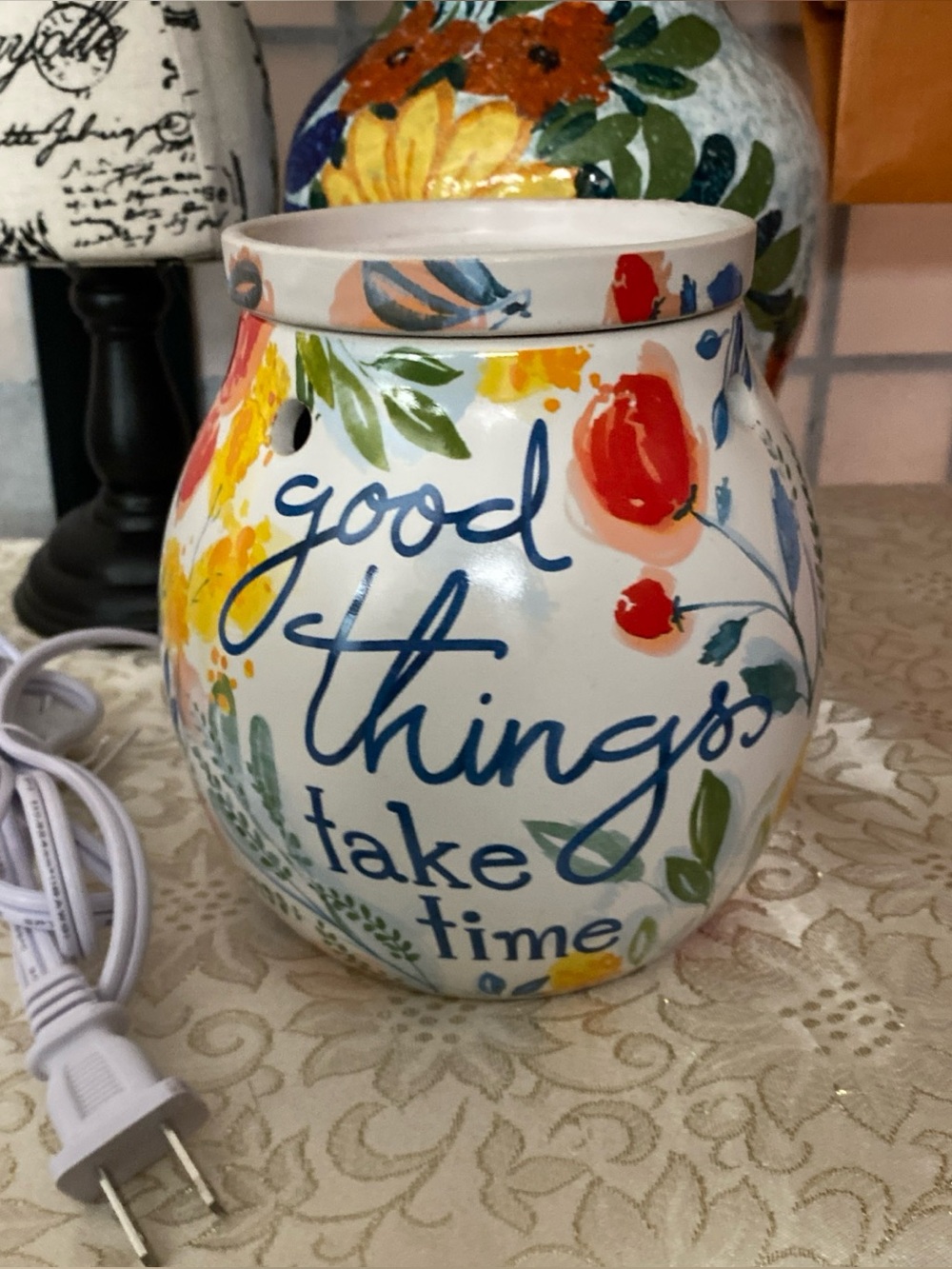 Intertek Wax Melt Warmer/Burner for Scented Wax Melts “Good Things Take Time”